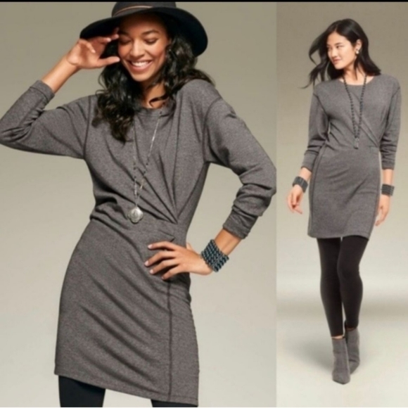 CAbi Dresses & Skirts - CAbi Women's Gray Put On Dress Cotton Blend Long Sleeve Size Small.